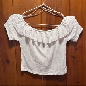 Elegant White Ruffled Off-Shoulder Top